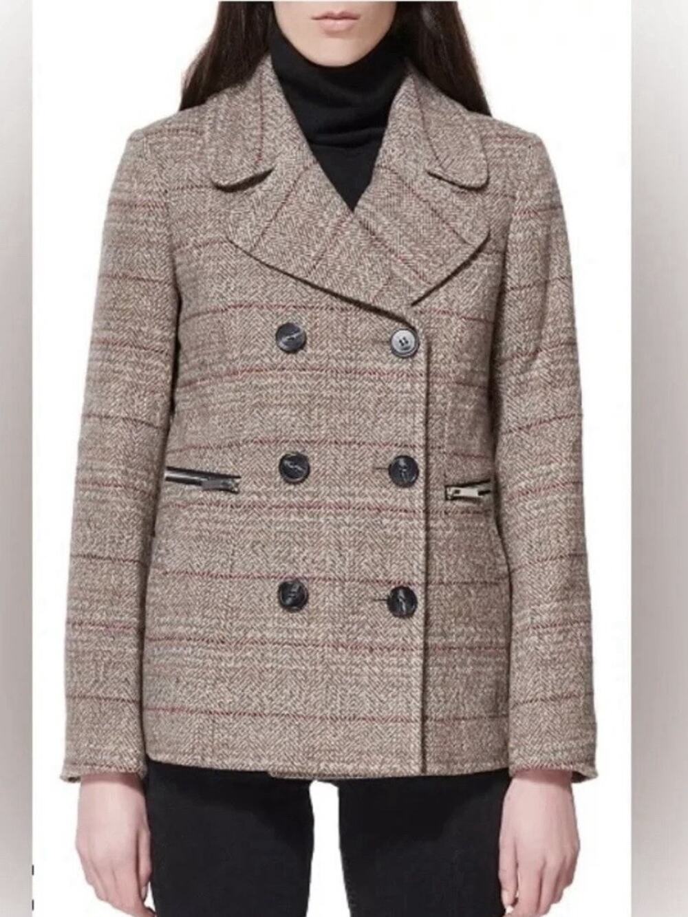 Maralyn & Me Pea Coat Women's Plaid Double Breasted Jacket Sz M ?